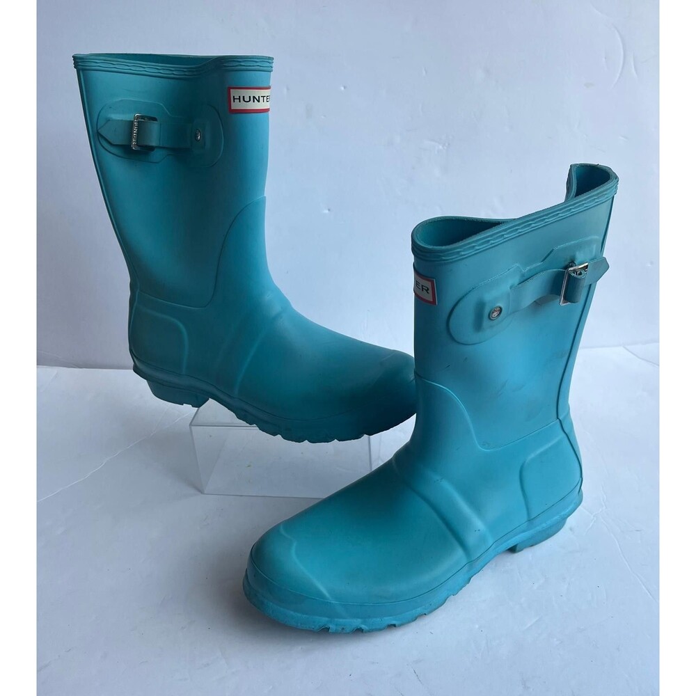 Hunter Original Rain Boots Turquoise Blue Tall Rubber UK 7 US 9